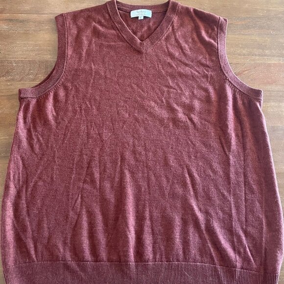 Turnberry Men's Size XL Rust Maroon 100% Extra Fine Merino Wool Sleeveless Vest - Picture 1 of 7